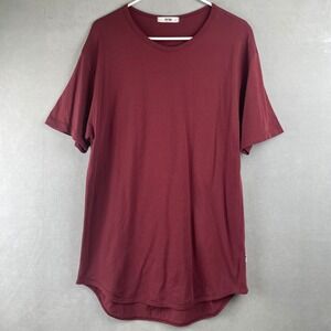 EPTM Burgundy Longline Curved Hem T-Shirt USA Made Streetwear Casual Mens L New